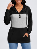 Women's Contrast Color 3-Panel Hooded Sweatshirt