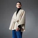 Women's Double-sided Solid Color Beige Belt Shawl