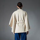 Women's Double-sided Solid Color Beige Belt Shawl