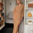 Women's Fashion Solid Color Buttons Puff Sleeve Skirt Dress Suit