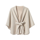 Women's Double-sided Solid Color Beige Belt Shawl