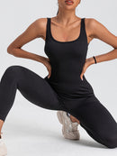 4 Pack Women's Square Neck Tank Shaping Jumpsuit - Ribbed, Tummy Control & Butt Lifting