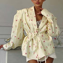 Collar Lace-up Waist-tight Suit Jacket