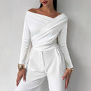 Elegant Asymmetric Off-the-shoulder Long Sleeve Top