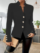 Elegant Fashion Casual Double Buckle Solid Color Long Sleeve Suit