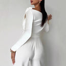 Elegant Asymmetric Off-the-shoulder Long Sleeve Top