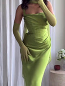 Elegant Pleated Suspender Maxi Dress