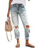 Autumn Street Hipster Trousers Ripped Washed Straight-leg Pants Women's Jeans