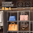4 Oversized Acrylic Closet Purse Organizers With Lids Transparent Stackable Handbag Display And Shoe Box Storage