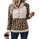 Leopard Print Sleeve Stitching Hooded Long-sleeved Sweatshirt