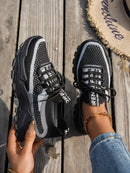 Flyknit Mesh Shoes Women's Breathable Lace-up Sneakers Walking Running Casual Shoes