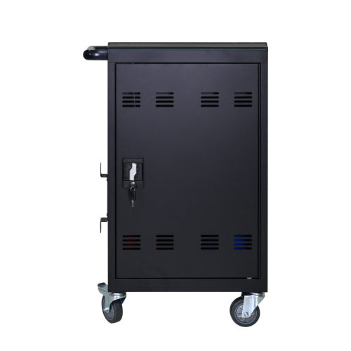 Tablet Laptop 32-bit-Plastic Device Basket Device For Mobile Charging Trolley- Includes Cable Management Dividers, Cable Clips, Storage Compartment, And Removable Doors  Black