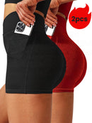2-Pack Yoga Shorts For Women - High Waisted Workout Shorts, Breathable & Stretchy