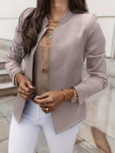 Fashion Solid Color Stand Collar Long Sleeve Women's Clothing Jacket