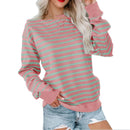 Striped Contrast Color Round Neck Trendy Long-sleeve
