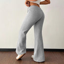 Padded Fleece Trousers High Waist Pure Color Sweatpants