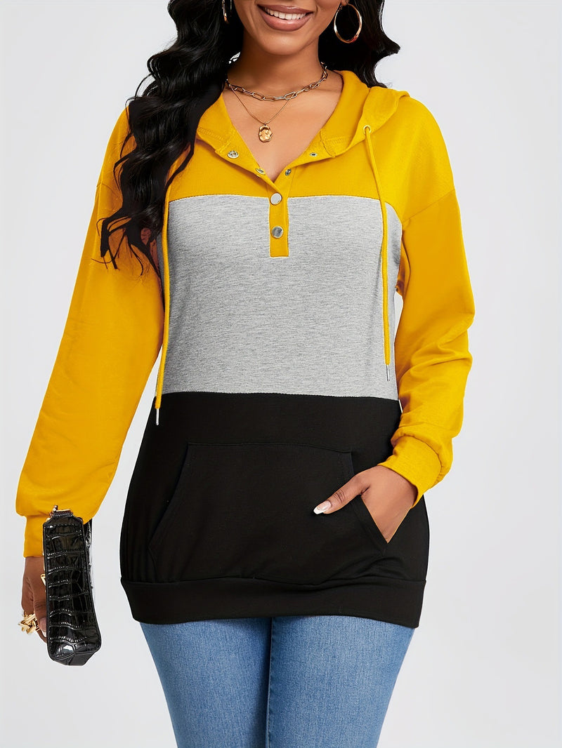 Women's Contrast Color 3-Panel Hooded Sweatshirt
