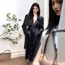 Black Windbreaker High-grade Long Tall PU Leather Jacket Overcoat