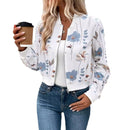 Elegant Women's Zip Floral Print Long Sleeve Jacket