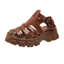 Women's Thick-soled Textured Sandals Weaving Hollow Loose
