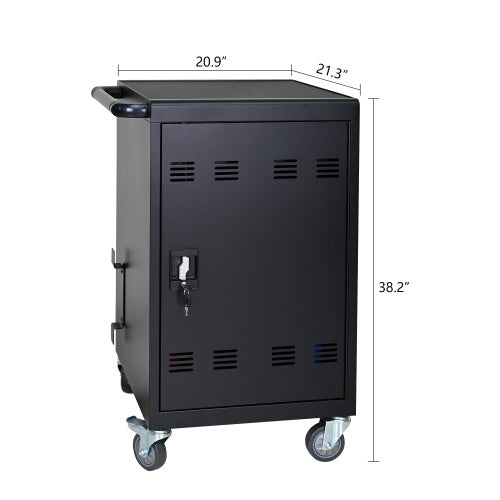 Tablet Laptop 32-bit-Plastic Device Basket Device For Mobile Charging Trolley- Includes Cable Management Dividers, Cable Clips, Storage Compartment, And Removable Doors  Black