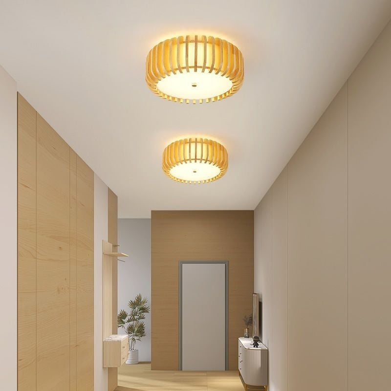 Japanese-style Log LED Bedroom Ceiling Lamp Nordic