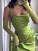 Elegant Pleated Suspender Maxi Dress