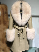 Slim-fit Leather Sheepskin Fox Fur Coat
