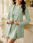 Women's Solid Color Lightly Mature Coat Jumpsuit Skirt Outfit