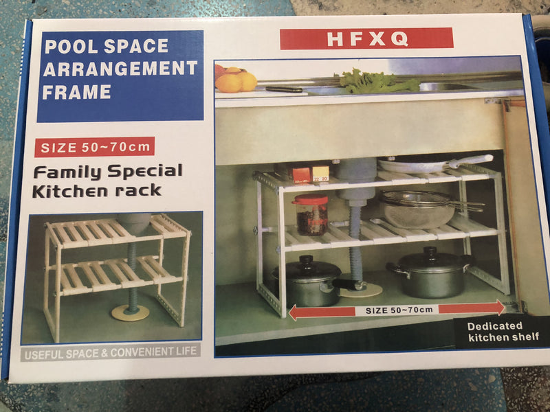 Extendible Kitchen Rack Under Sink Storage Rack Shelf Cooker Pot Pan Holder Cabinet Organizer