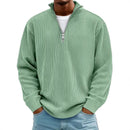 Casual Ribbed Stand Collar Zipper Corduroy Long Sleeve
